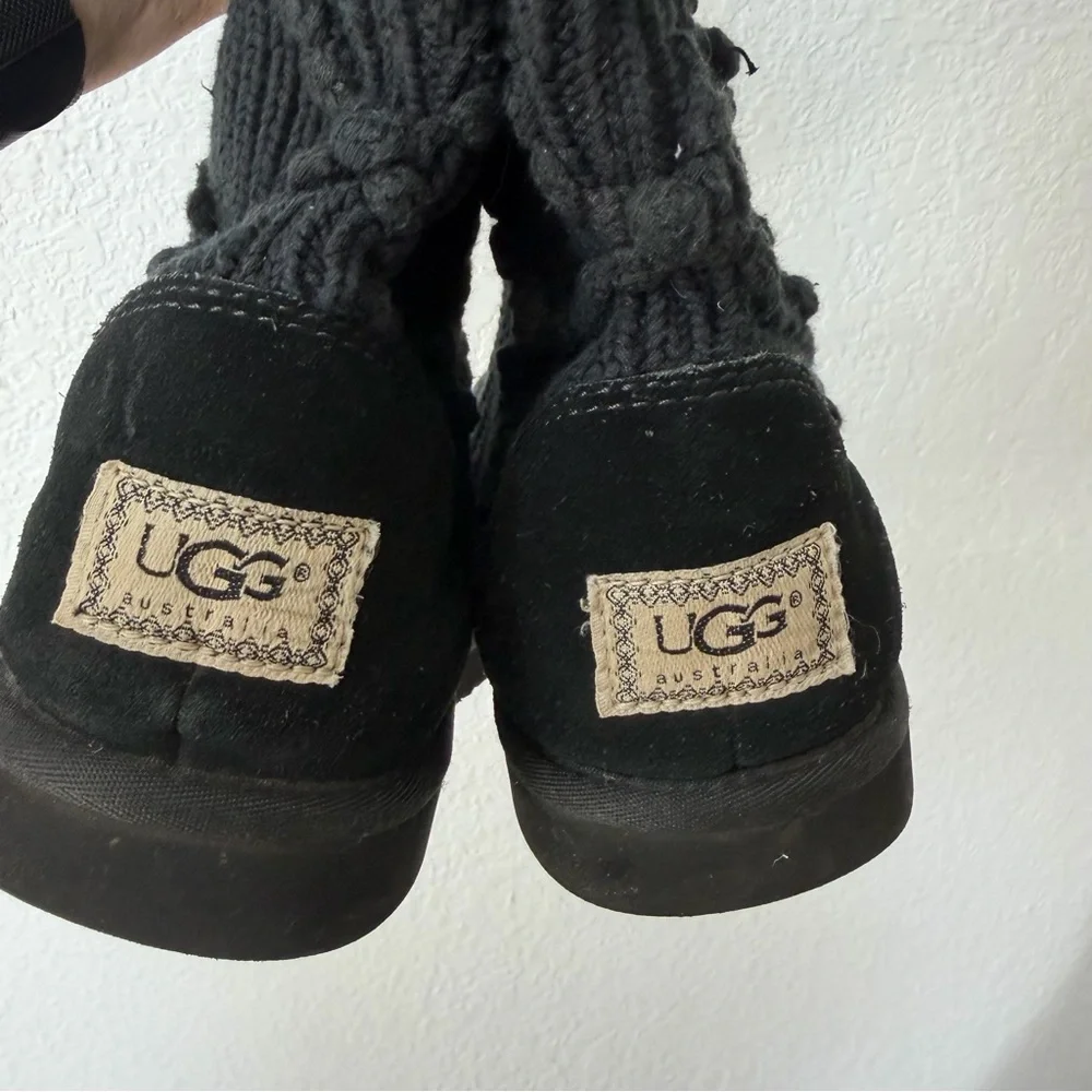 UGG Australia 'Classic Argyle' Black Textured Sweater Knit Boot Size 10